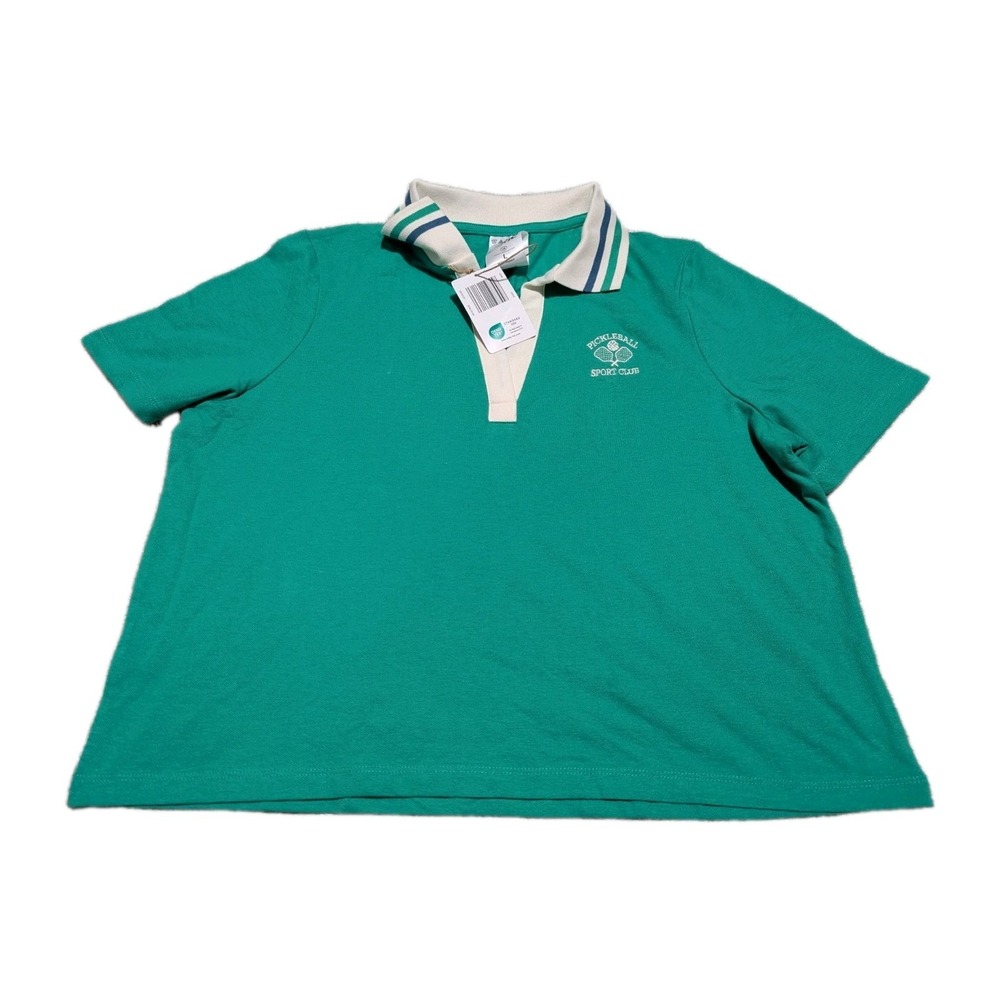 Crane Pickleball Polo Short Sleeve Cropped Top Size‎ Large NWT